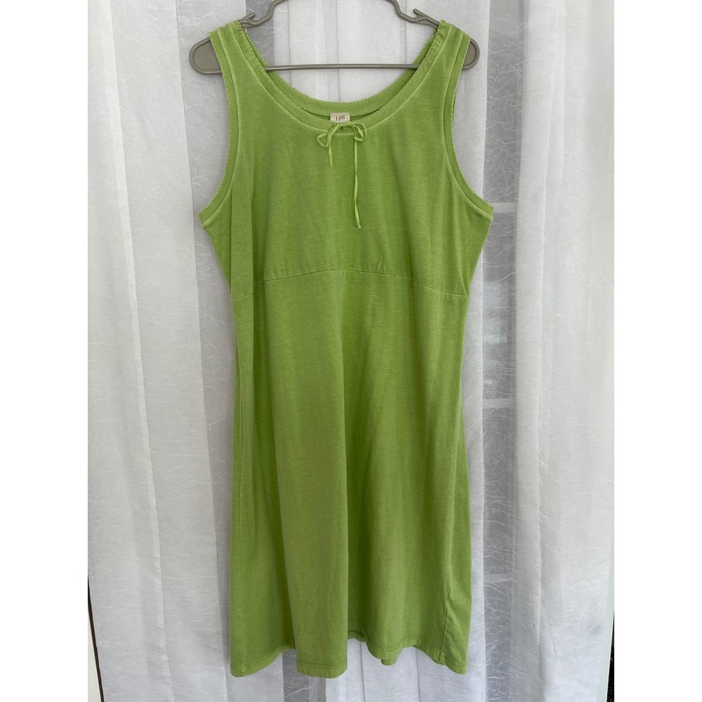 J. Jill Womens Lime Green 100% Cotton Sleeveless Empire Waist Knit Dress Large